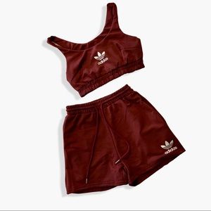 Custom adidas crop top and short set